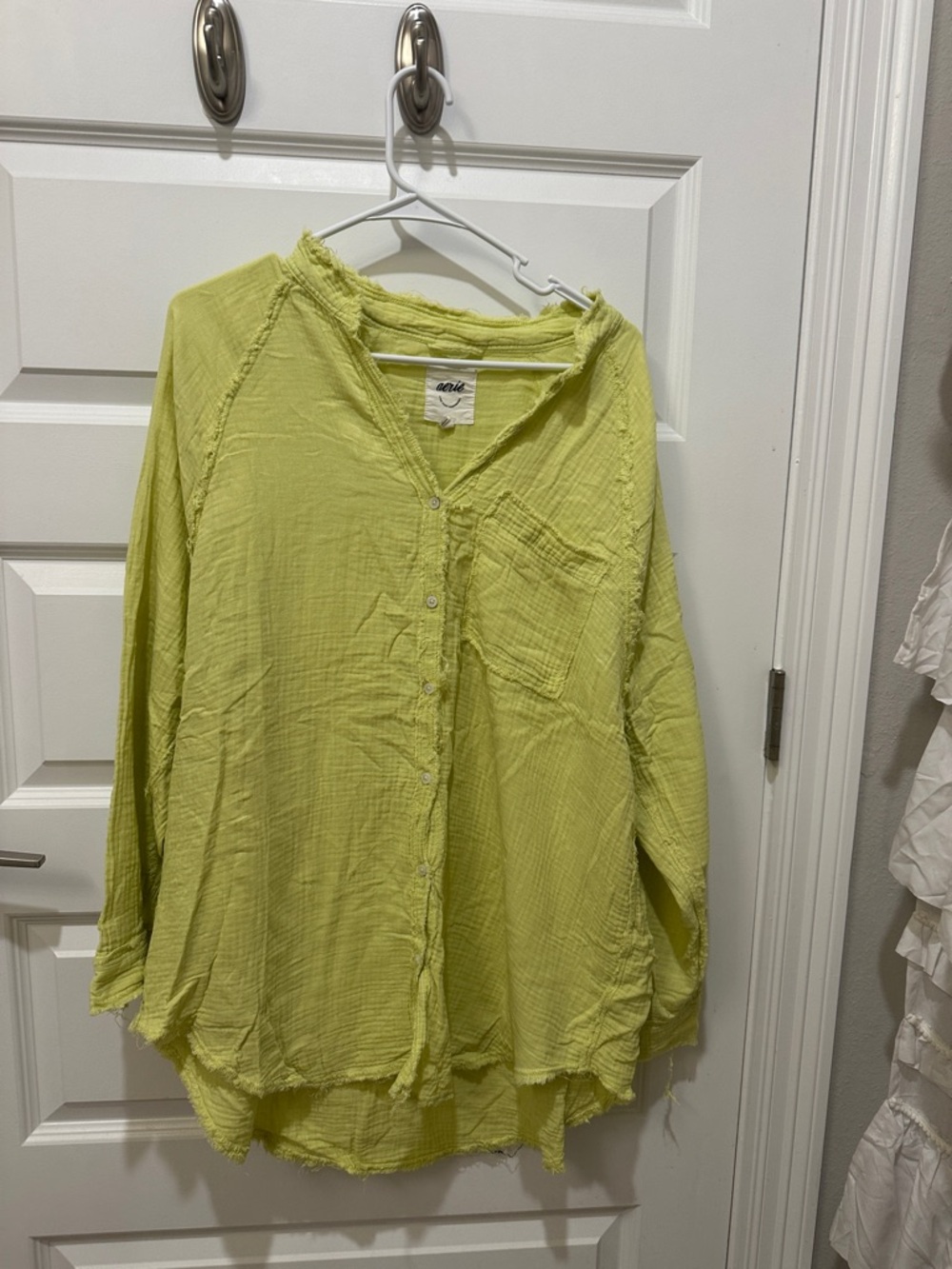 Aerie Lime Green Oversized Button Down Coverup